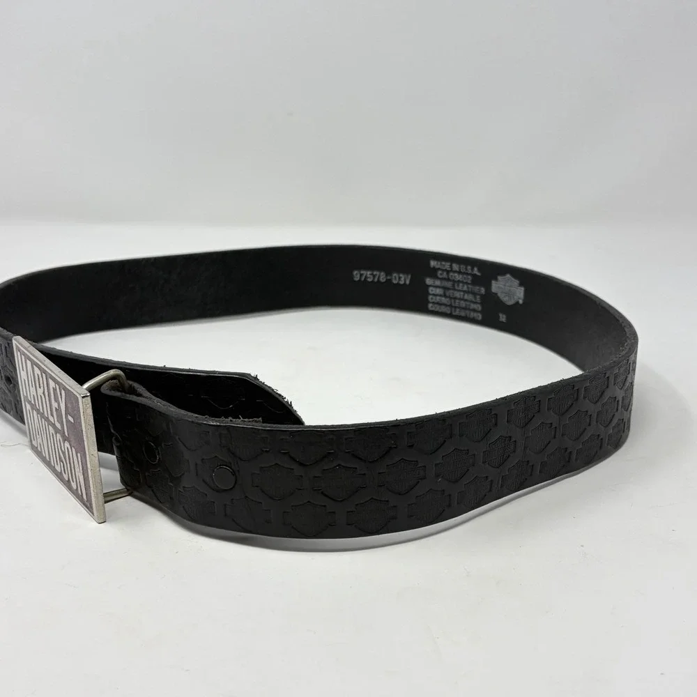 Harley-Davidson Women's Leather Belt 32 Purple Glitter Buckle USA 2006 Y2K